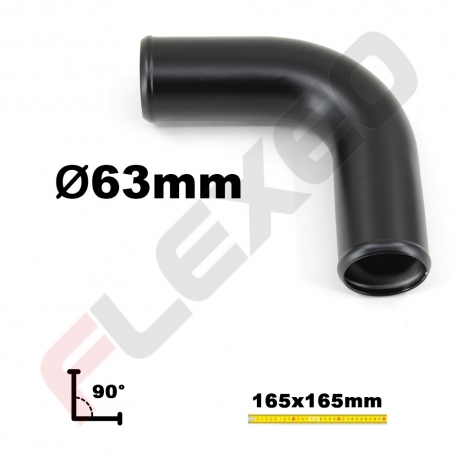 Coude aluminium 90 degrés court 165x165mm Ø63mm noir