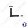 Raccord connecteur L pour tuyau et durite diamètre 5mm