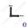 Raccord connecteur L pour tuyau et durite diamètre 8mm
