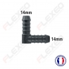 Raccord connecteur L pour tuyau et durite diamètre 14mm