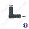 Raccord connecteur L pour tuyau et durite diamètre 16mm