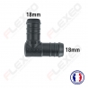 Raccord connecteur L pour tuyau et durite diamètre 18mm
