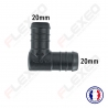 Raccord connecteur L pour tuyau et durite diamètre 20mm