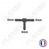 Raccord connecteur T pour tuyau et durite diamètre 4mm