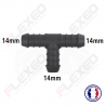 Raccord connecteur T pour tuyau et durite diamètre 14mm