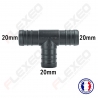 Raccord connecteur T pour tuyau et durite diamètre 20mm