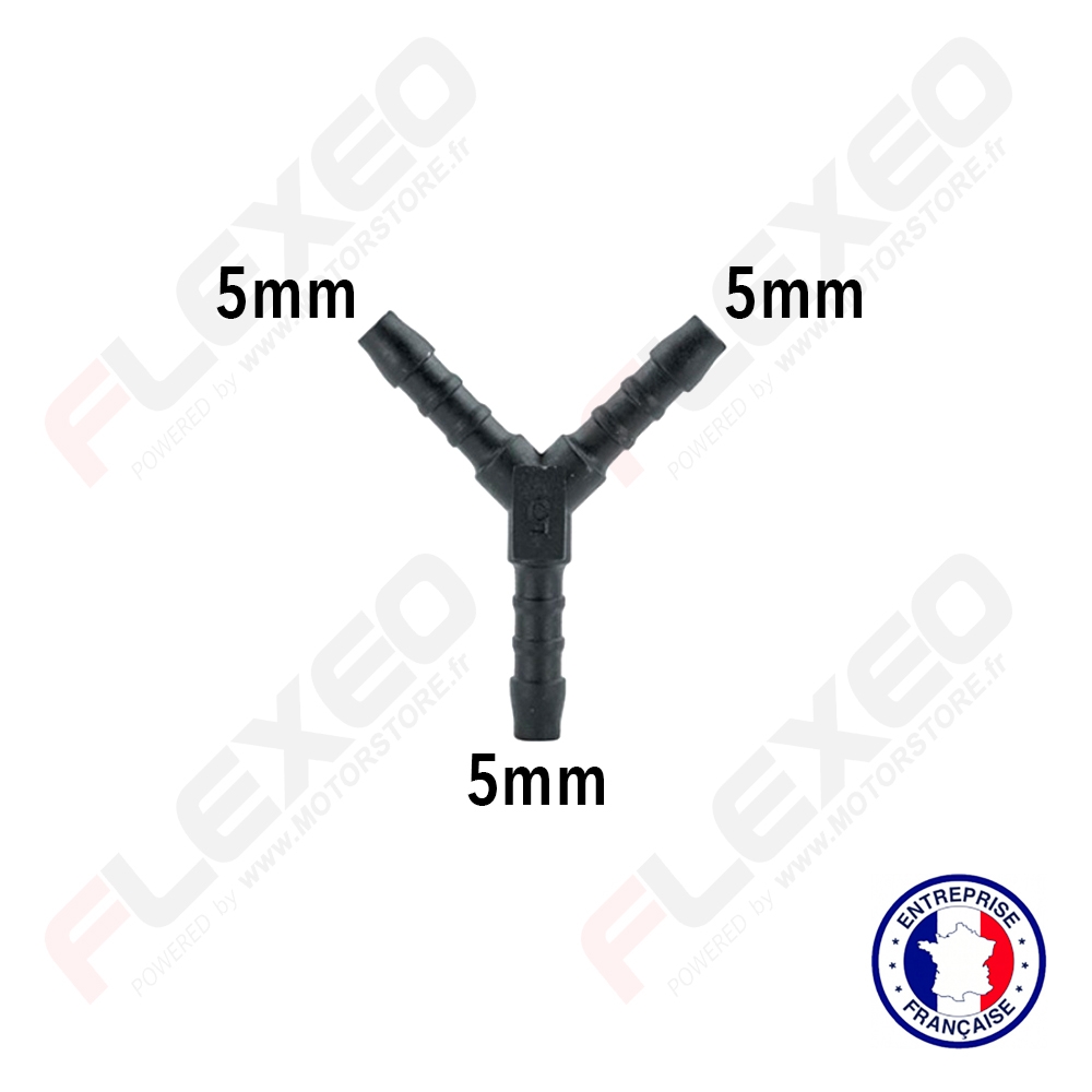 Raccord connecteur Y pour tuyau et durite diamètre 5mm - SARL FLEXEO