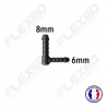 Raccord connecteur L pour tuyau et durite diamètre 8-6mm