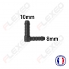 Raccord connecteur L pour tuyau et durite diamètre 10-8mm