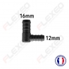 Raccord connecteur L pour tuyau et durite diamètre 16-12mm