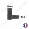 Raccord connecteur L pour tuyau et durite diamètre 22-18mm