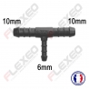 Raccord connecteur T pour tuyau et durite diamètre 10-10-6mm