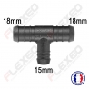 Raccord connecteur T pour tuyau et durite diamètre 18-18-15mm