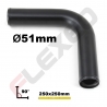 Coude aluminium 90 degrés Ø51mm Long.250x250mm noir