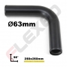 Coude aluminium 90 degrés Ø63mm Long.250x250mm noir