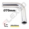 Coude aluminium 90 degrés Ø70mm Long.250x250mm poli
