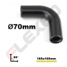 Coude aluminium 90 degrés court 165x165mm Ø70mm noir