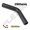 Coude aluminium 45 degrés Ø80mm Long.250x250mm noir