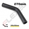 Coude aluminium 45 degrés Ø70mm Long.250x250mm noir