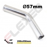 Coude aluminium 45 degrés Ø57mm Long.250x250mm poli