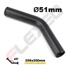 Coude aluminium 45 degrés Ø51mm Long.250x250mm noir