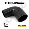 Réducteur 90° silicone Ø89-102mm L.150x150mm 4 plys noir