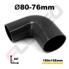 Réducteur 90° silicone Ø76-80mm L.150x150mm 4 plys noir