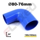 Réducteur 90° silicone Ø76-80mm L.150x150mm 3 plys bleu