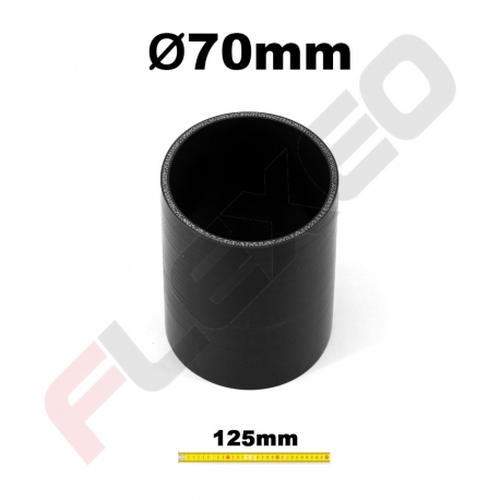 Manchon silicone droit Ø70mm L.125mm 4plys noir