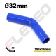 Coude 45° silicone Ø32mm L.150x150mm 3 plys bleu