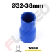 Réducteur silicone droit Ø32-38mm L.125mm 3 plys bleu