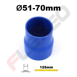 Réducteur silicone droit Ø51-70mm L.125mm 4 plys bleu