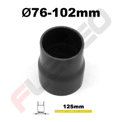 Réducteur silicone droit Ø76-102mm L.125mm 5 plys noir