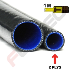 Durite silicone droite au mètre Ø12mm - 2 Plys - Noir/Bleu