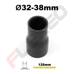 Réducteur silicone droit Ø32-38mm L.125mm 3 plys noir